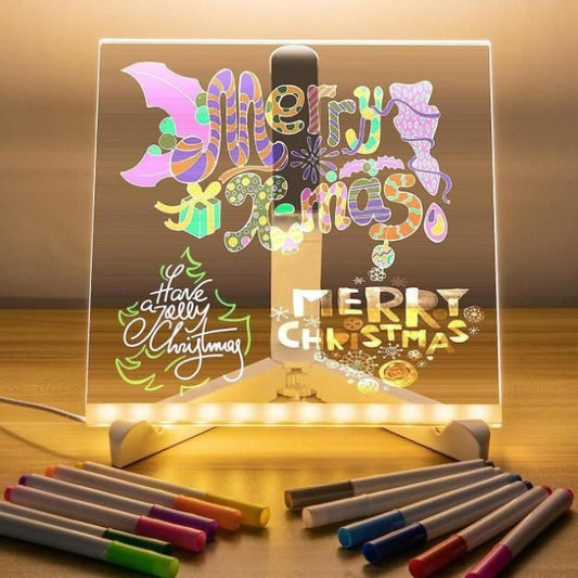 3D LED Night Light Writing Pad | Glass Acrylic Board for Notes & Décor