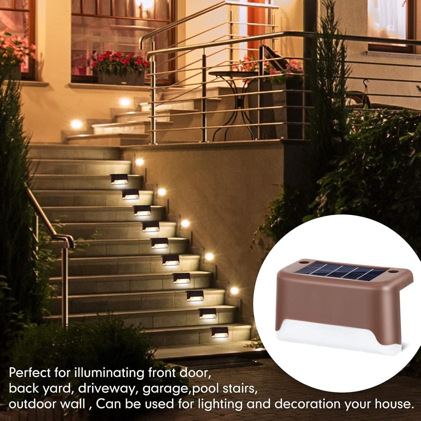Solar Stair Lights : Auto Light Up In The Dark